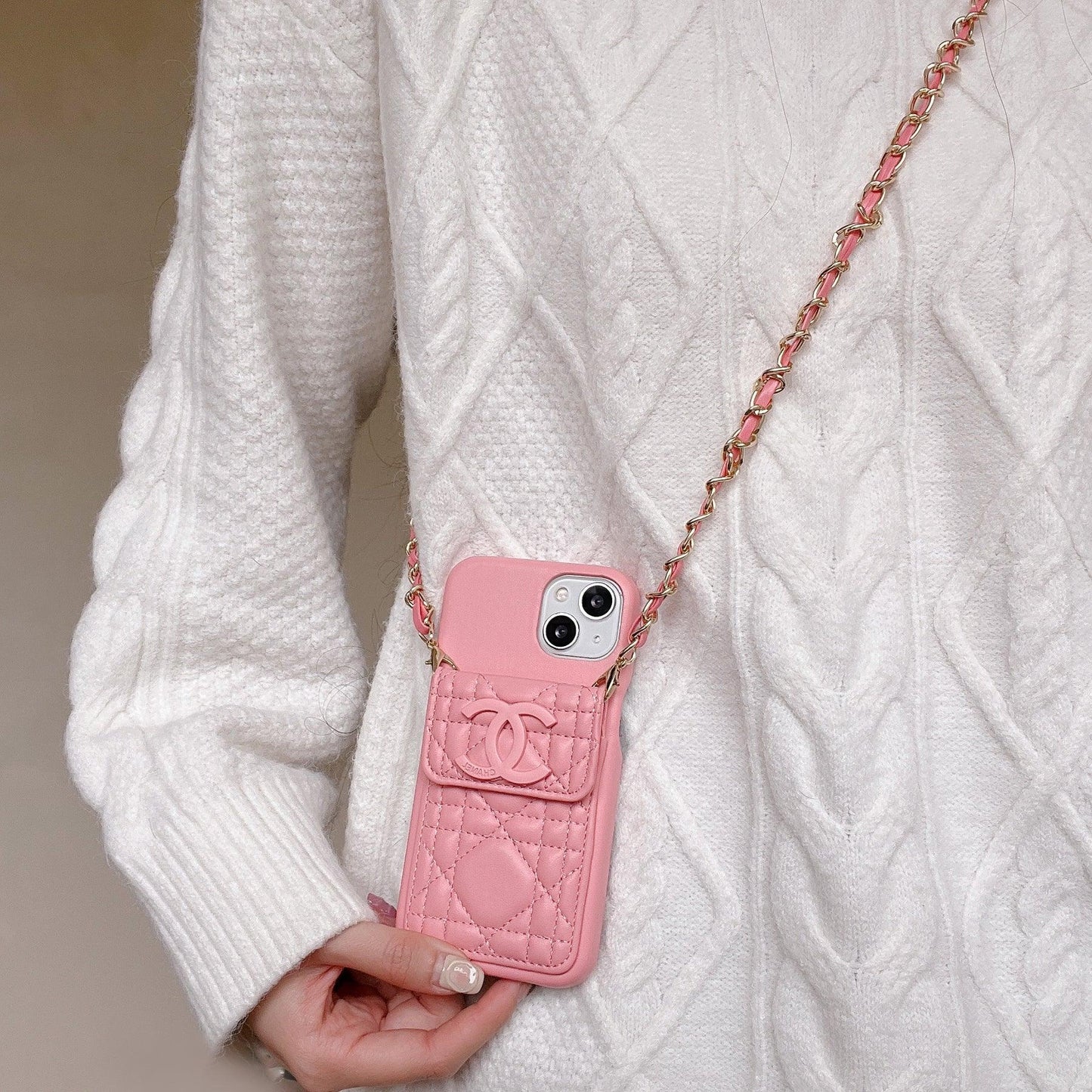 CC iPhone case on chain