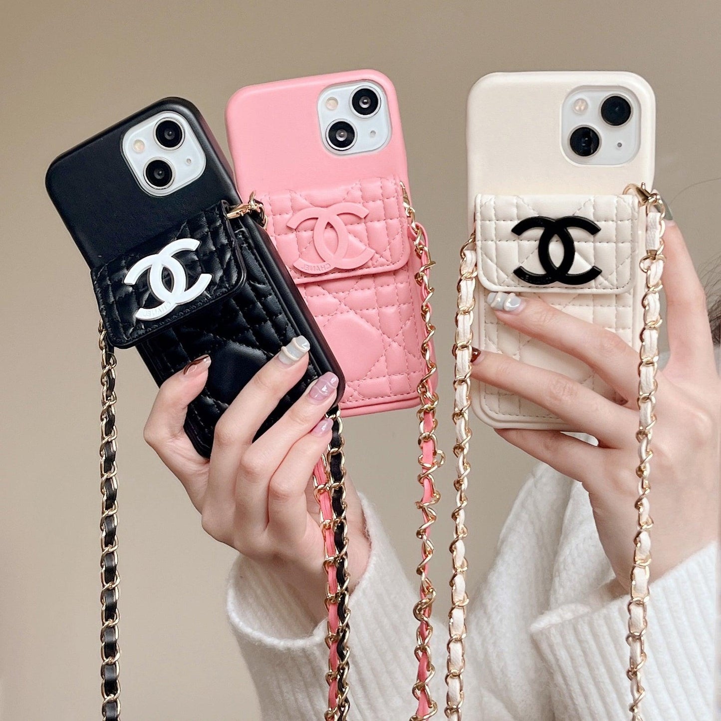 CC iPhone case on chain