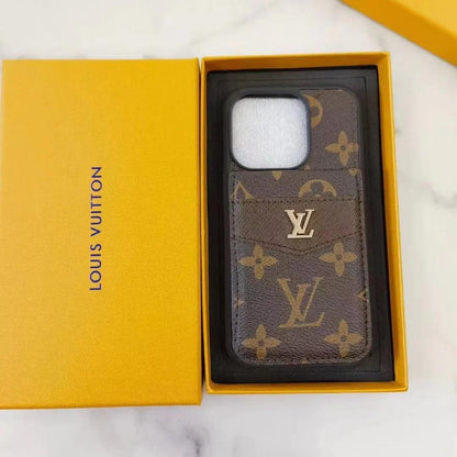 Luxury LV Phone Case with Card Holder – Trendy LV Design for iPhone