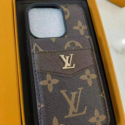 Luxury LV Phone Case with Card Holder – Trendy LV Design for iPhone